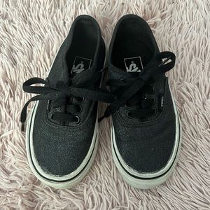 Little girls black glitter Vans, size 10.5